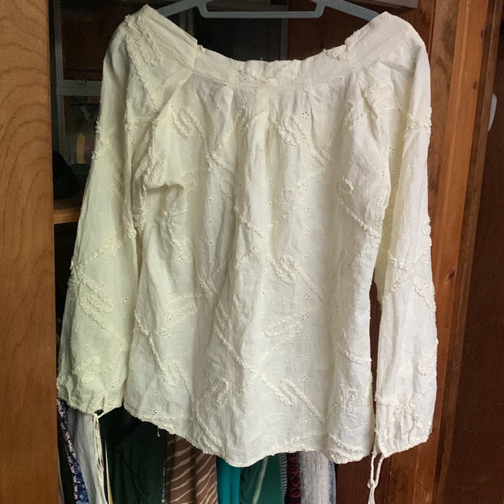 Boatneck Cream Top Long Sleeve - Picture 5 of 6